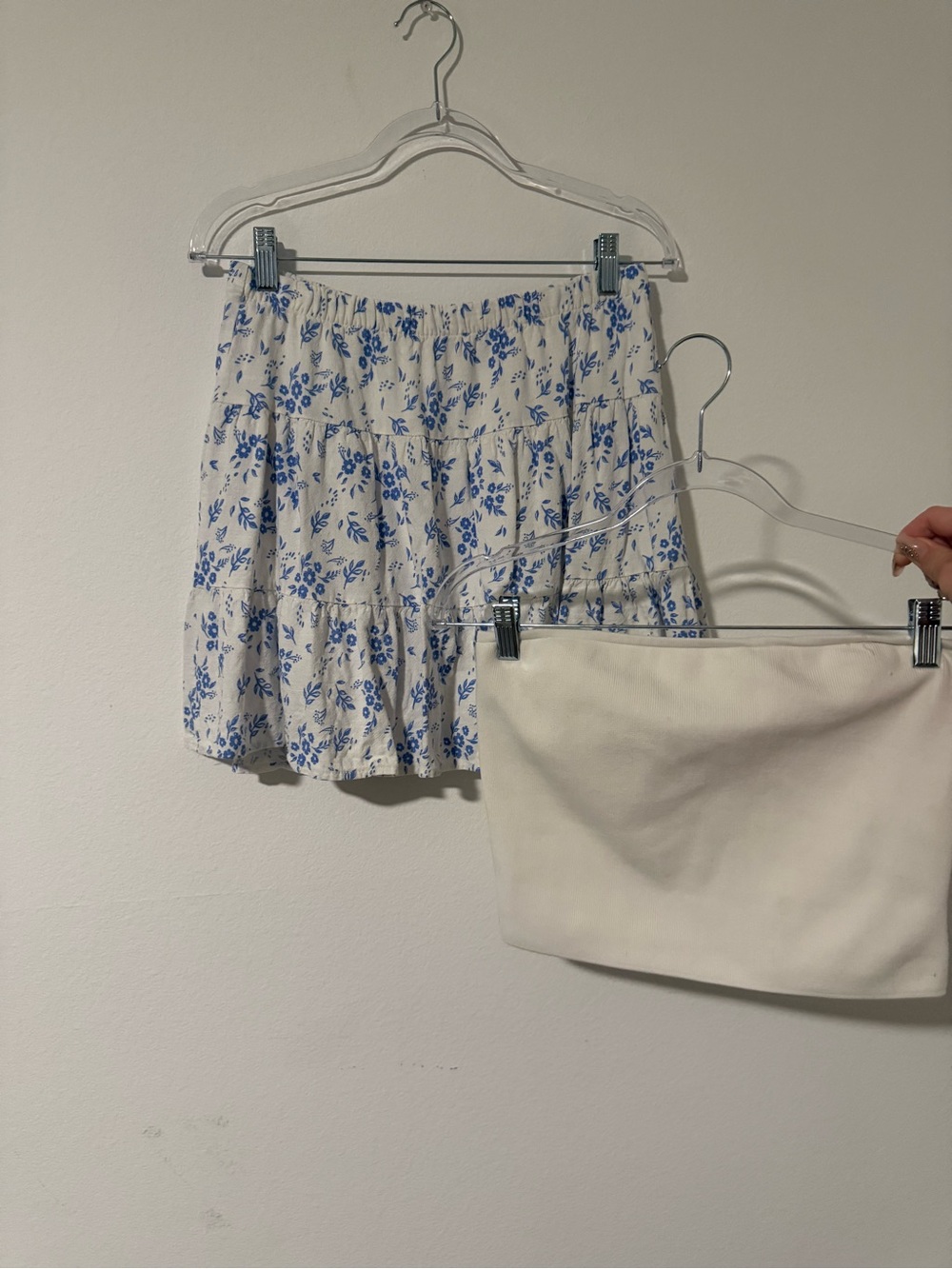 Sincerely Jules White and Blue Floral Print Mini Skirt Set